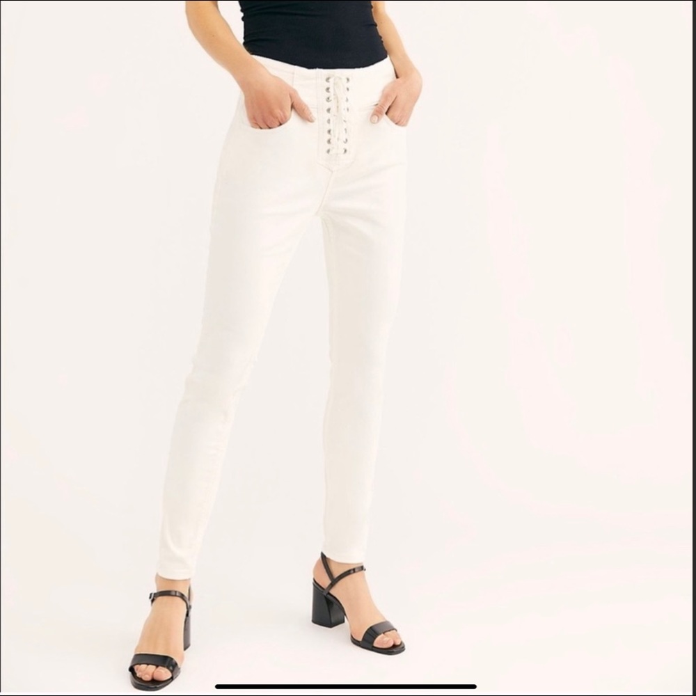 Free people CRVY high waisted lace up jeans